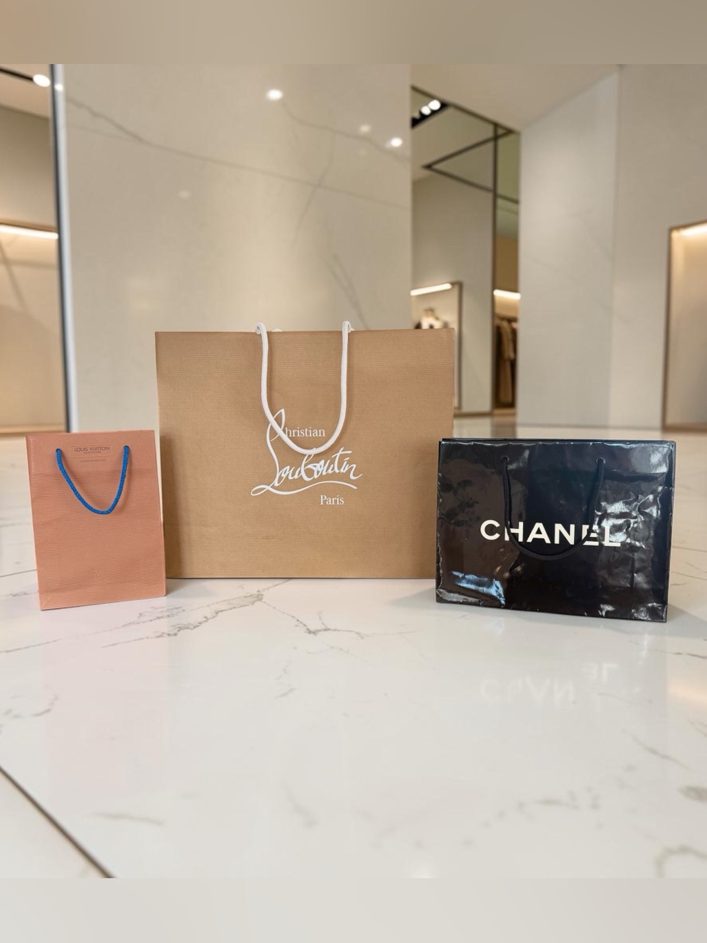 Set Of Three Designer Shopping Bags
